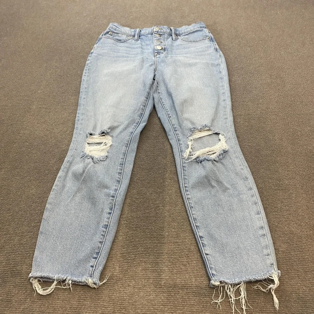 J.Crew‎ Jeans Womens 28 Light Blue 10in High-Rise Skinny Distressed Raw Hem